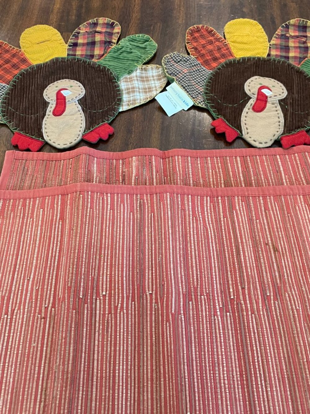 Pottery Barn Kids Set of 2 Turkey Placemats & 2 Orange Woven Placemats!